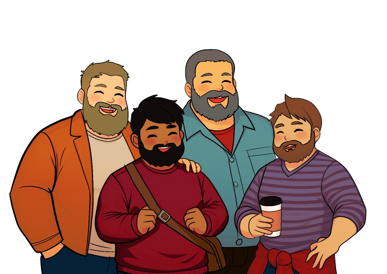 Illustration of four smiling bears